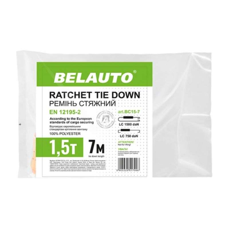 Стяжний ремінь 1,5 т 7 м BELAUTO з храповим замком (BC15-7)