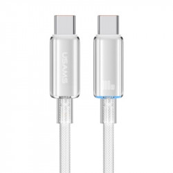 Кабель для зарядки та передавання даних Type-C-Type-C 480Мб/с 100W 1.2м білий Usams With Light-Cloud Series (SJ660USB02)