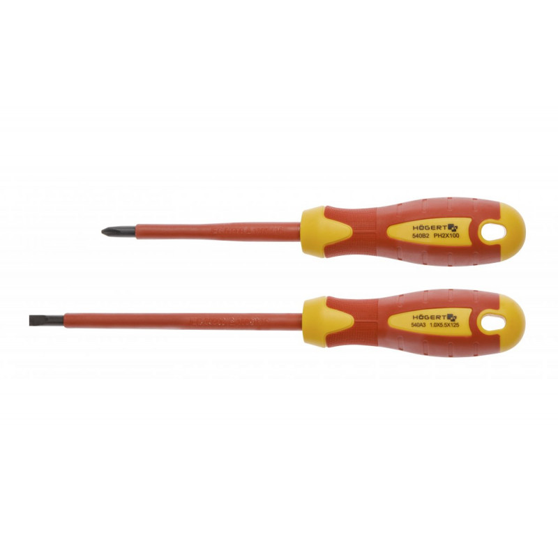 Набір викруток діелектричний Hogert SL5.5 125 мм PH2 100 мм 1000 V сталь S2 2 шт. (HT1S990)