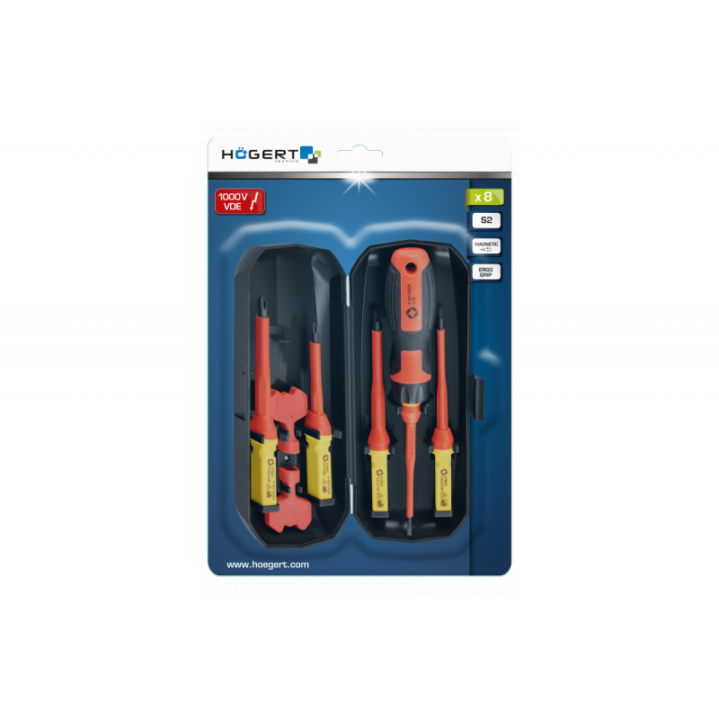 Набір діелектричних викруток 1000 V 8 пр. Hogert (HT1S998)