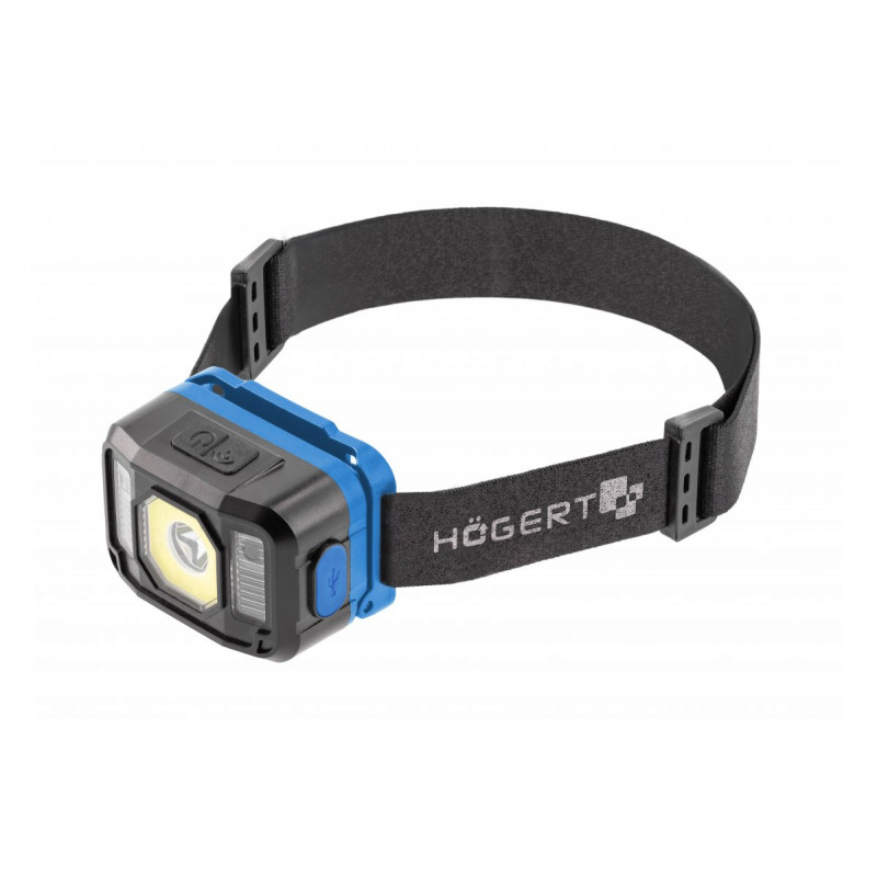 Налобний ліхтар із датчиком руху usb 6 функцій Hogert (HT1E422)