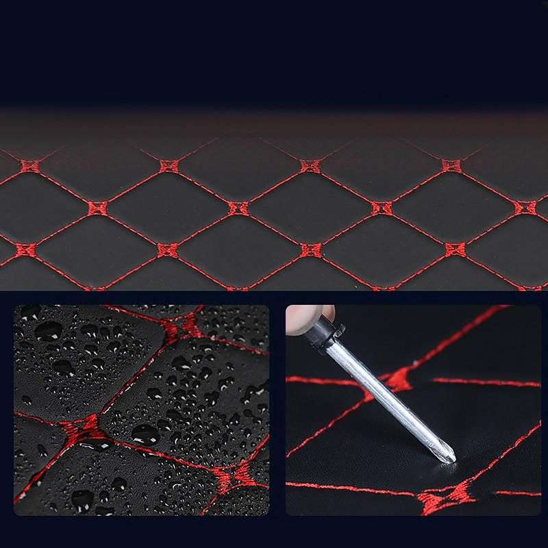 Органайзер в багажник автомобіля чорний штучна шкіра 1 відділення на липучці 34смХ30смХ30см (58183/black red)