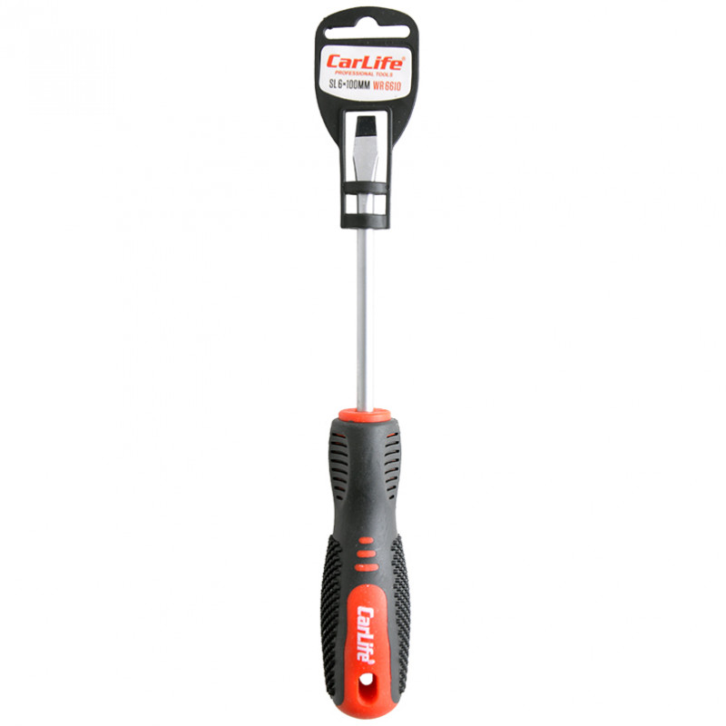 Викрутка шліцьова Carlife SL6x100мм Cr-V 6150 (WR6610)