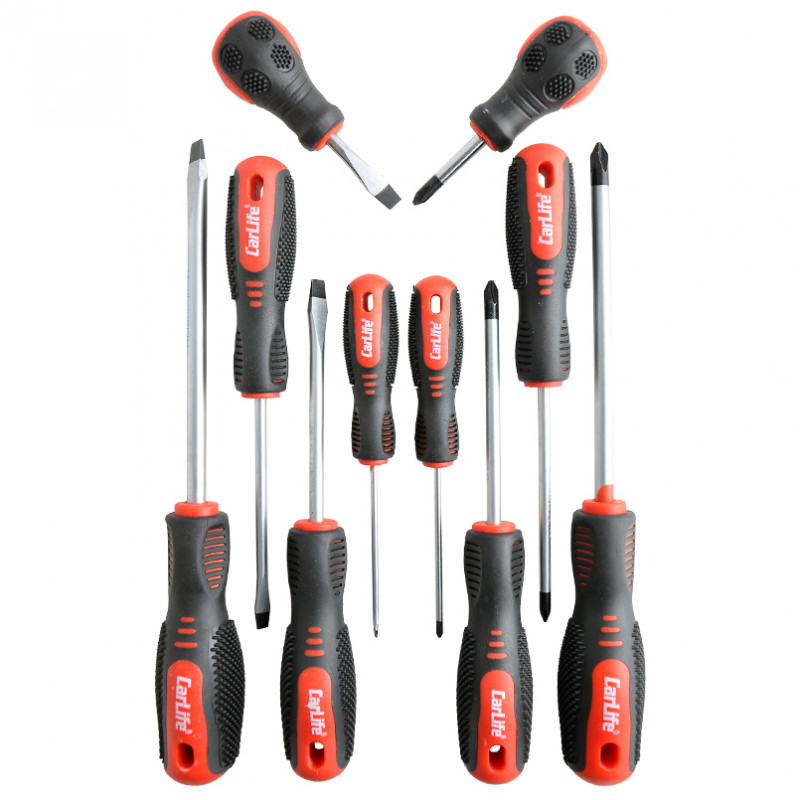 Набір викруток PH/SL Carlife Cr-V 6150 10 шт магнітний наконечник (WR6910)