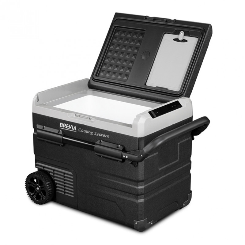 Портативный холодильник 50л BREVIA автохолодильник на колесах с автономной работой пластиковый 12/24В 220В (22630)