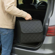Органайзер в багажник автомобіля чорний штучна шкіра 1 відділення на липучці 34смХ30смХ30см (58183/black)