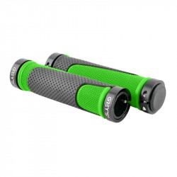 Гріпси на велосипед 13см Grey's з двостороннім замком і заглушками зелені 2шт (GR17220)