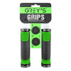 Гріпси на велосипед 13см Grey's з двостороннім замком і заглушками зелені 2шт (GR17220)