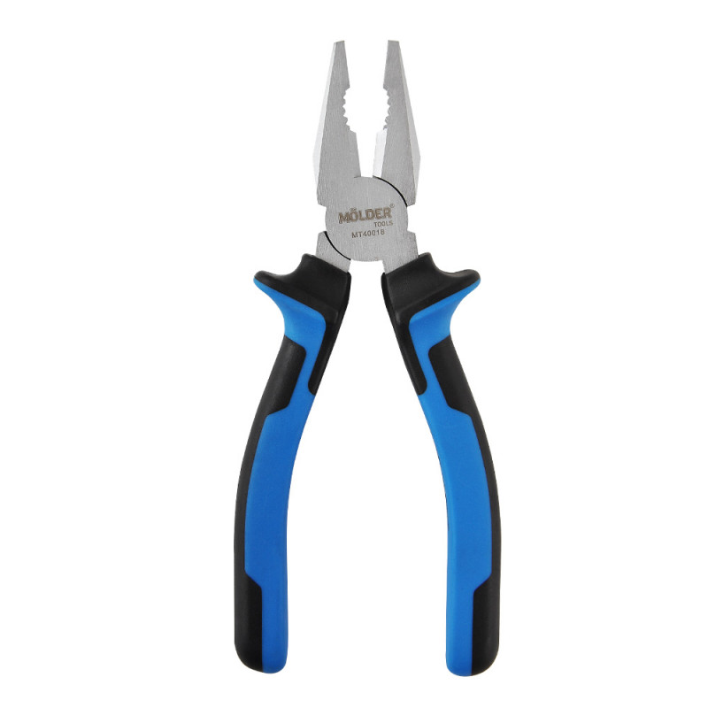 Плоскогубці комбіновані 180мм Cr-V HRC 55-62 сатинове покриття двокомпонентна ручка Molder (MT40018)