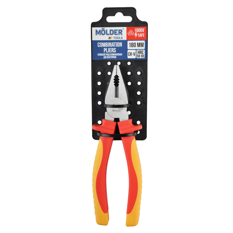 Плоскогубці комбіновані діелектричні Molder 180мм VDE 1000В 60Cr-V HRC 58-65 поліровані (MT44018)