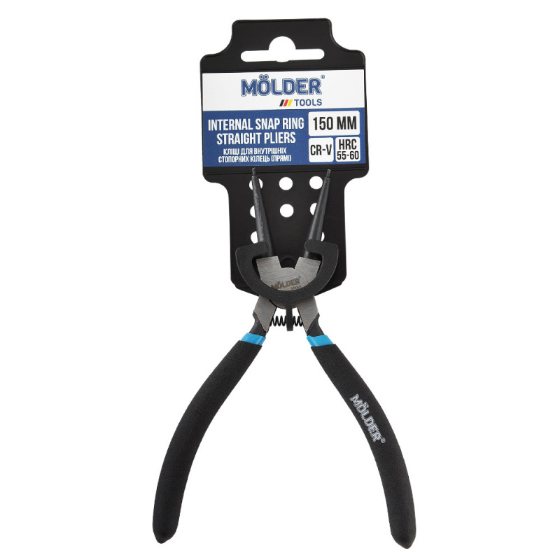 Кліщі для внутрішніх стопорних кілець прямі Molder 150мм Cr-V HRC 55-60 поліровані (MT46015)