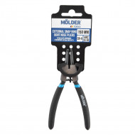 Клещи для зовнешних стопорних кілець, вигнуті MOLDER 150мм, Cr-V, HRC 55-60, поліровані (MT46215)