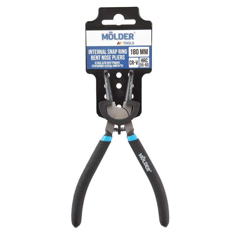 Кліщі для внутрішніх стопорних кілець, увігнуті Molder 180мм, Cr-V, HRC 55-60, поліровані (MT46318)