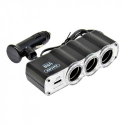 Розгалужувач прикурювача CarLife 3в1 з USB (CS301)