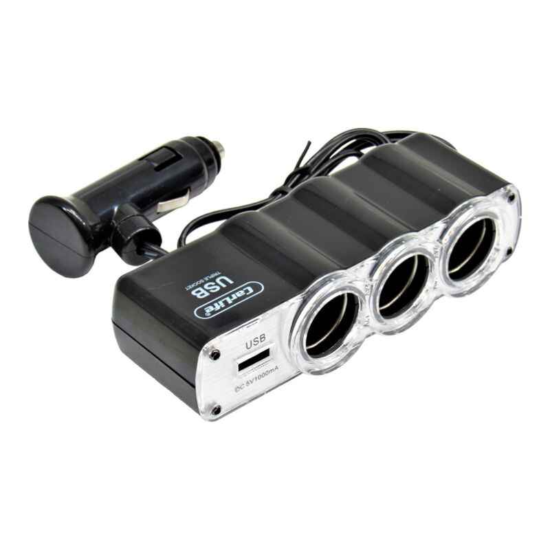 Розгалужувач прикурювача CarLife 3в1 з USB (CS301)