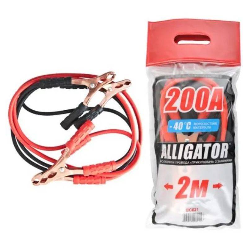 Пусковые провода 200A 2м Alligator в пакете (BC621)