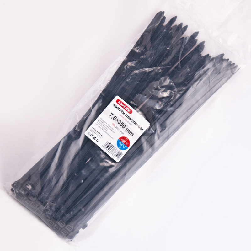 Хомути пластикові чорні 7.6x350 CarLife (BL7,6x350)