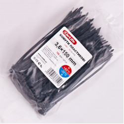 Хомути пластикові чорні 3.6x150 CarLife (BL3.6x150)