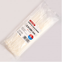 Хомути пластикові білі 2.5x200 CarLife (W2.5x200)