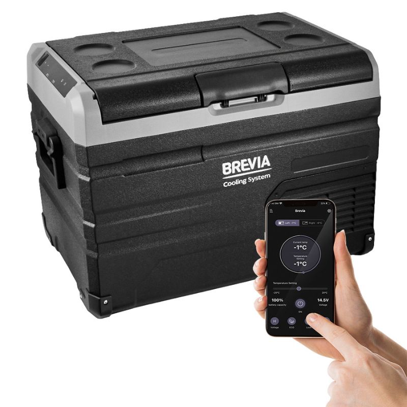 Портативний холодильник 38л BREVIA двокамерний автохолодильник компресорний пластиковий 12/24В 220В (22650)