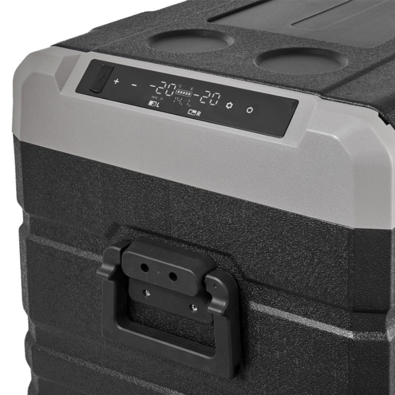 Портативний холодильник 56л BREVIA двокамерний автохолодильник компресорний пластиковий 12/24В 220В з LG-компресором (22670)