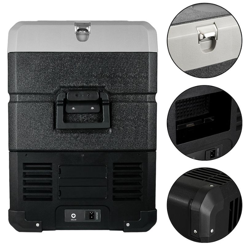 Портативний холодильник 56л BREVIA двокамерний автохолодильник компресорний пластиковий 12/24В 220В з LG-компресором (22670)