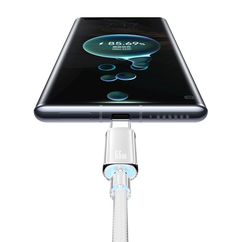 Кабель синхронізації Usams Type-C 6A Fast Charging With Light Чорний (SJ658USB01)