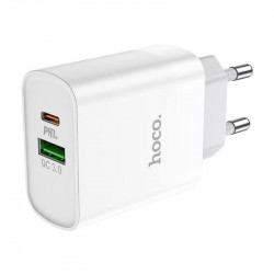 Зарядний пристрій Hoco Rapido PD 20W+QC3.0 Type-C + USB білий (C80A)