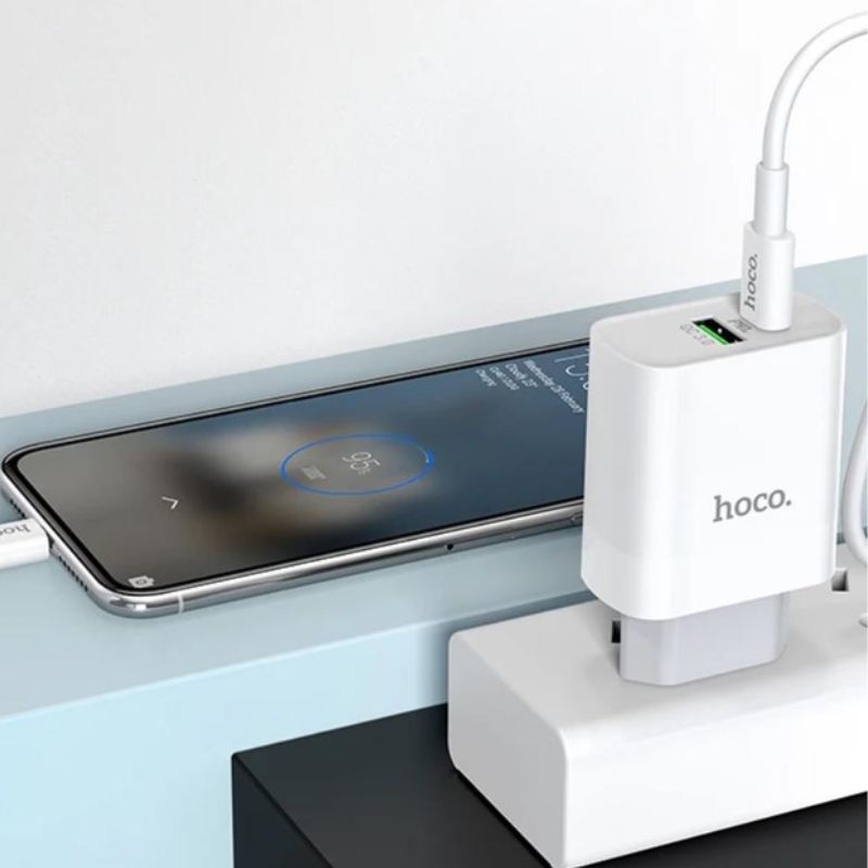 Зарядний пристрій Hoco Rapido PD 20W+QC3.0 Type-C + USB білий (C80A)