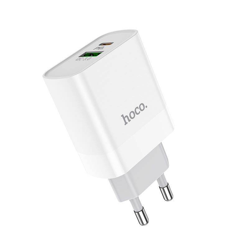 Зарядний пристрій Hoco Rapido PD 20W+QC3.0 Type-C + USB білий (C80A)