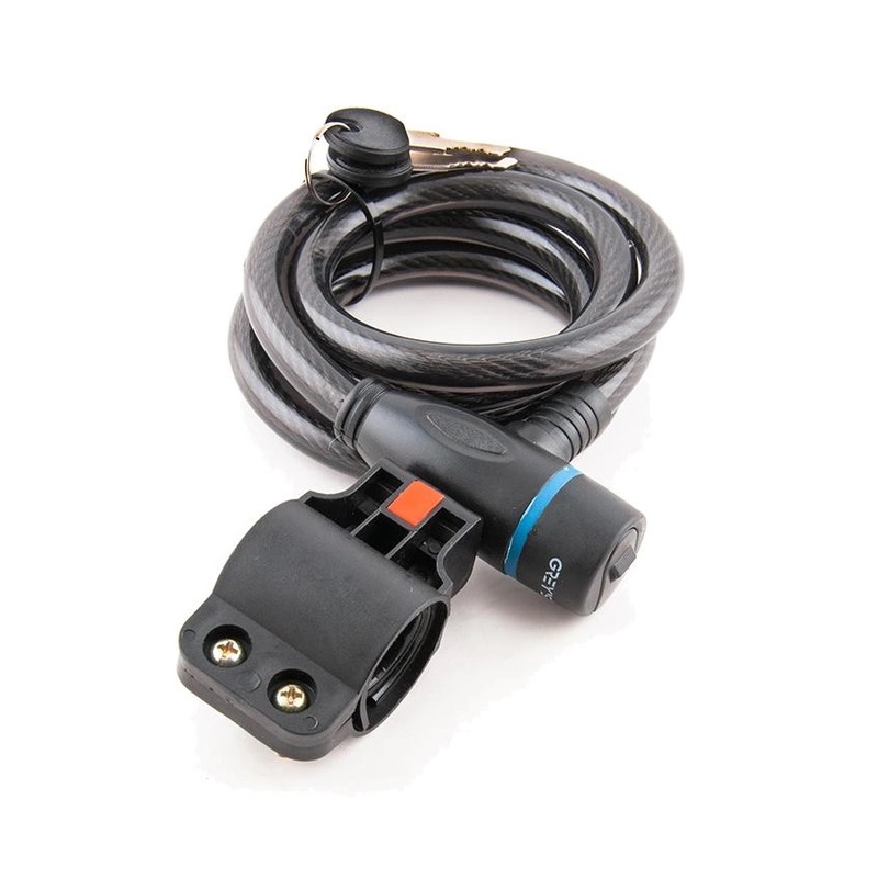 Замок на велосипед тросовий 1500мм Grey's із замком і 2 ключами (GR51215)