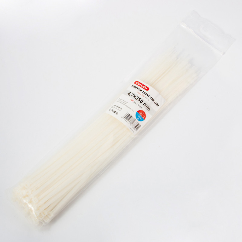 Хомути пластикові білі 4.8x350 CarLife (W4.8x350)