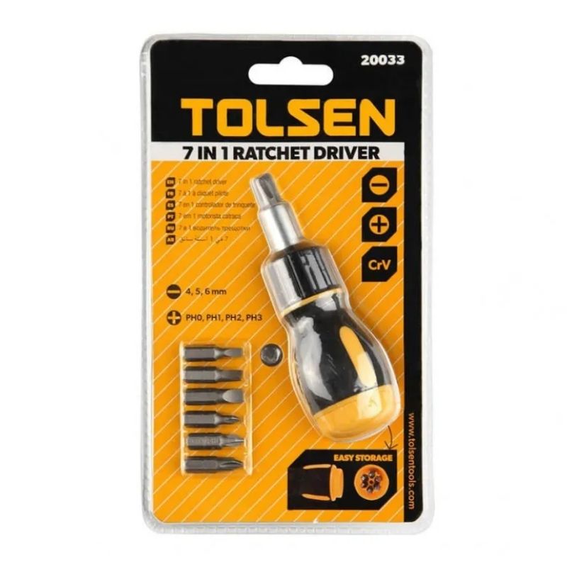 Викрутка з бітами 7шт Tolsen CrV PH SL PZ PZ Torx (20033)