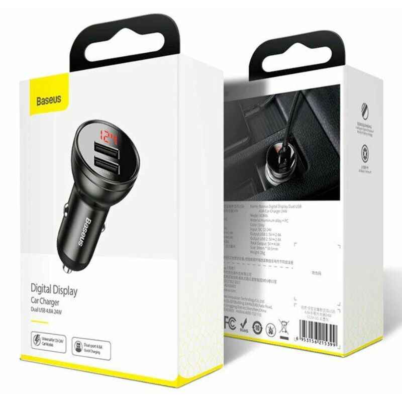 Автомобільний зарядний пристрій 4.8A Baseus Dual USB (чорний) (CCBX-0S)