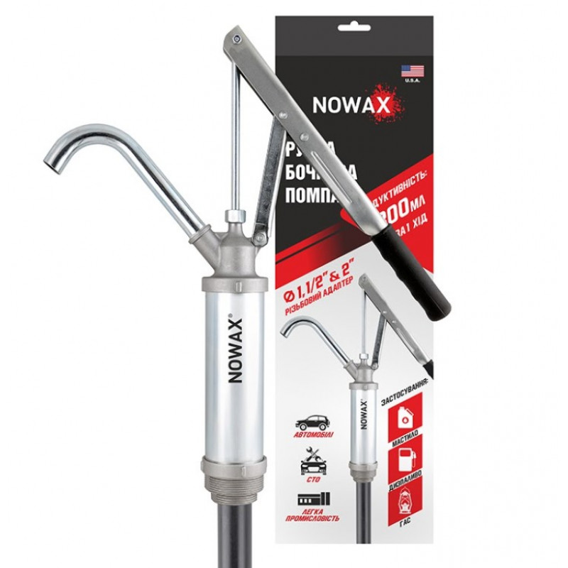 Ручна помпа для мастила Nowax пластиковий забірник (NX12180)