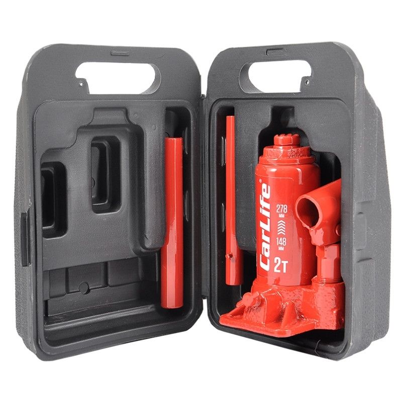 Домкрат гідравлічний пляшковий 2т CarLife 148-278мм для автомобіля в пластиковій упаковці (BJ402P)