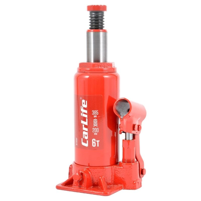 Домкрат гідравлічний пляшковий 6т CarLife 200-385мм для автомобіля в пластиковій упаковці (BJ406P)