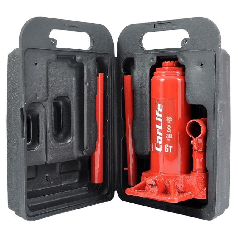 Домкрат гідравлічний пляшковий 6т CarLife 200-385мм для автомобіля в пластиковій упаковці (BJ406P)