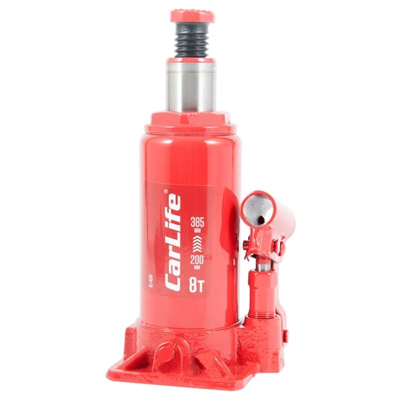 Домкрат гідравлічний пляшковий 8т CarLife 200-385мм для автомобіля в картонній упаковці (BJ408)