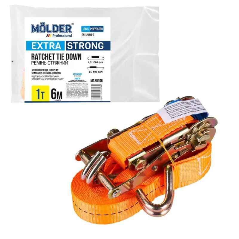 Стяжной ремень 1т 6м Molder с быстрозажимным замком (MA20106)