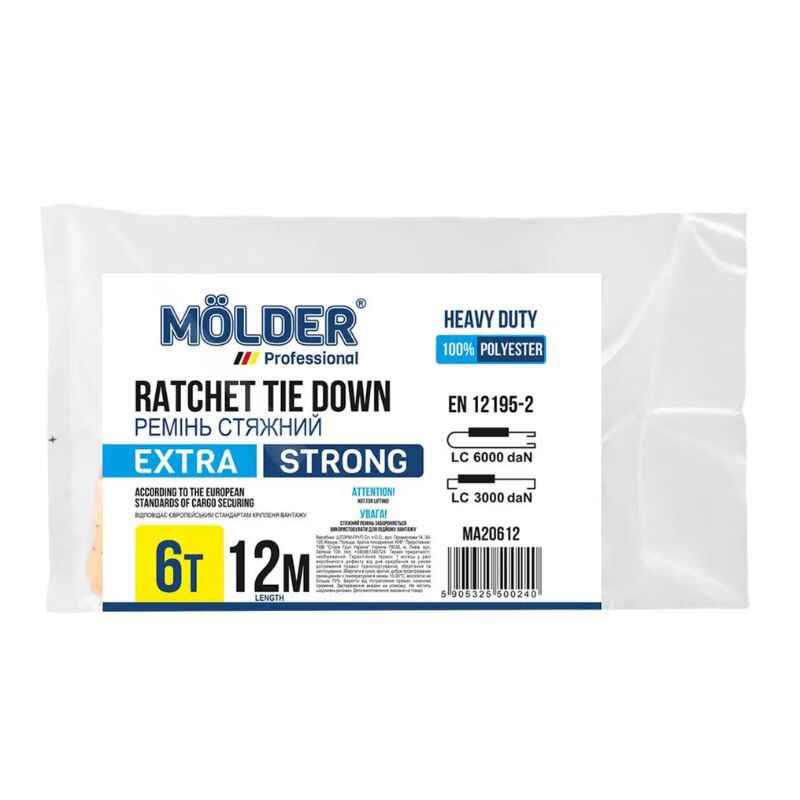 Стяжний ремінь 6т 12м Molder з швидкозатискним замком (MA20612)