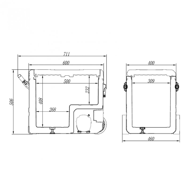 Портативний холодильник 50л BREVIA автохолодильник на колесах LG-компресор з автономною роботою пластиковий 12/24В 220В (22635)