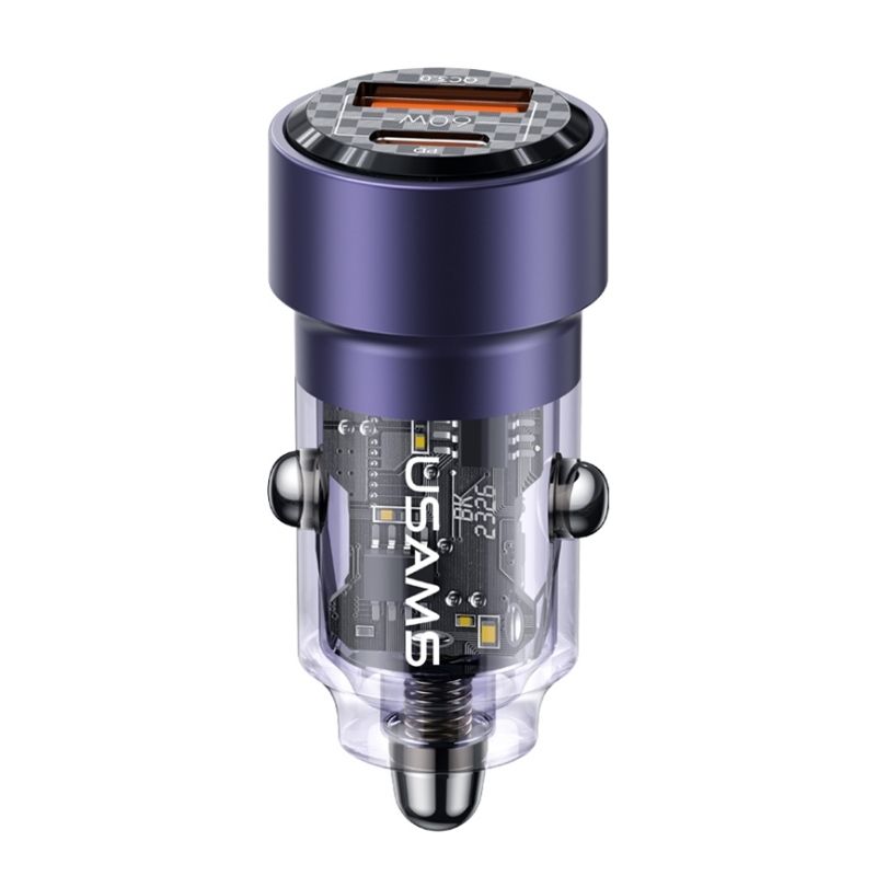 Автомобільний зарядний пристрій 60W Usams Dual Port Purple (CC208CC02)