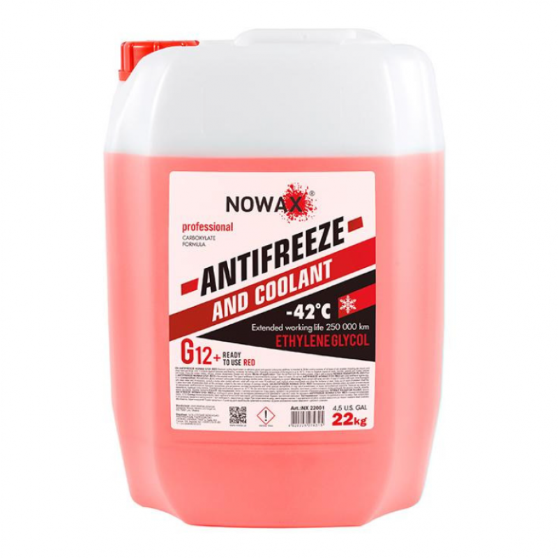 Антифриз Червоний Nowax G12+ 22кг (NX22001)