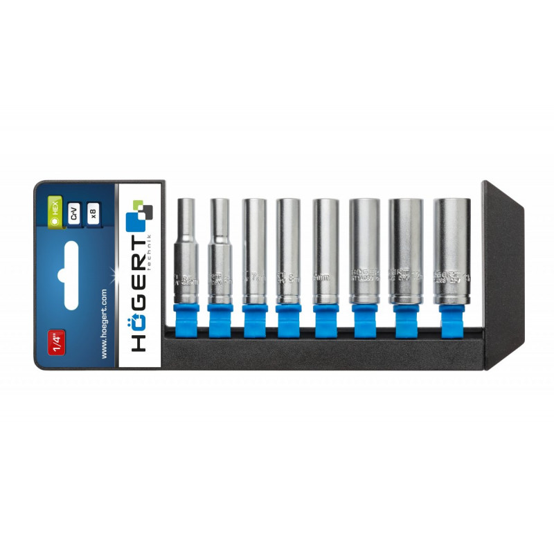 Набір головок глибоких шестигранних 50 мм 1/4" 8 шт Hogert (HT1A886)