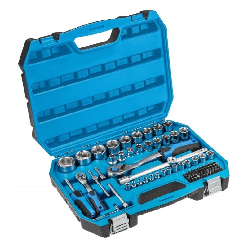 Набір інструментів 1/2″ 1/4″ 89шт CrV CrMo Hogert у кейсі (HT1R424)