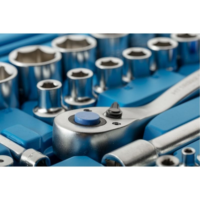 Набір інструментів 1/2″ 1/4″ 89шт CrV CrMo Hogert у кейсі (HT1R424)