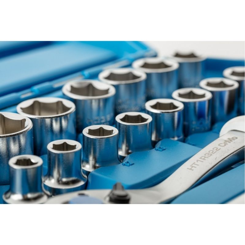 Набір інструментів 1/2″ 1/4″ 89шт CrV CrMo Hogert у кейсі (HT1R424)