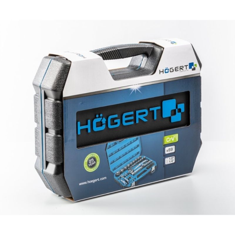 Набір інструментів 1/2″ 1/4″ 89шт CrV CrMo Hogert у кейсі (HT1R424)