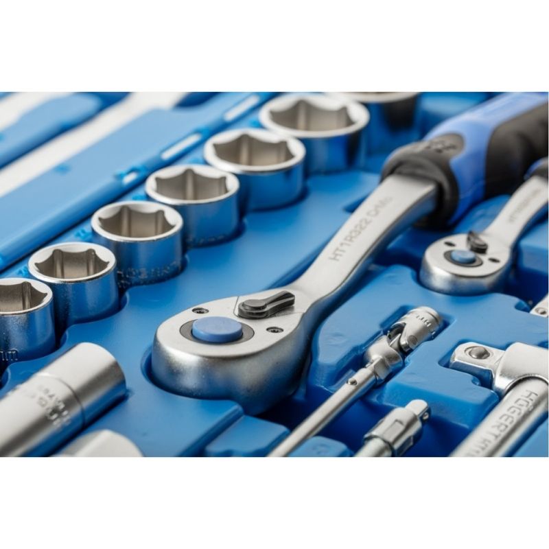 Набір інструментів 1/2″ 1/4″ 85шт CrV CrMo Hogert у кейсі (HT1R425)